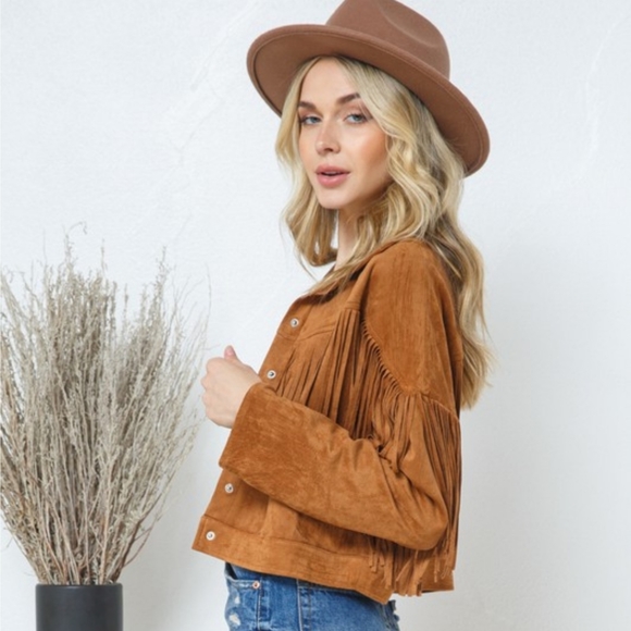 Tan Fringe Jacket NWT - Picture 2 of 7